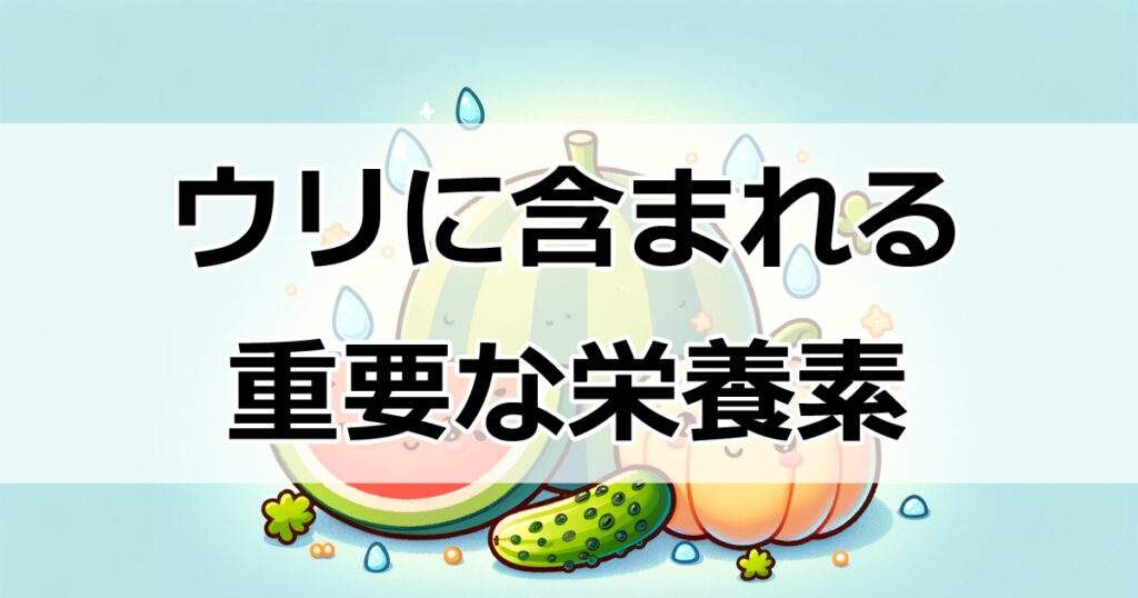 ウリの秘めたる力！水分だけじゃない、4つの栄養